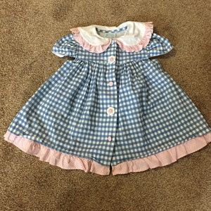 Jessica Ann blue/white check short sleeve dress